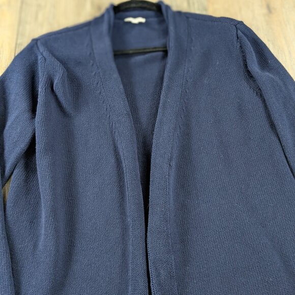 Talbots Cardigan Sweater Womens Large Petite Navy Blue Long Sleeve Open Front - Picture 3 of 9